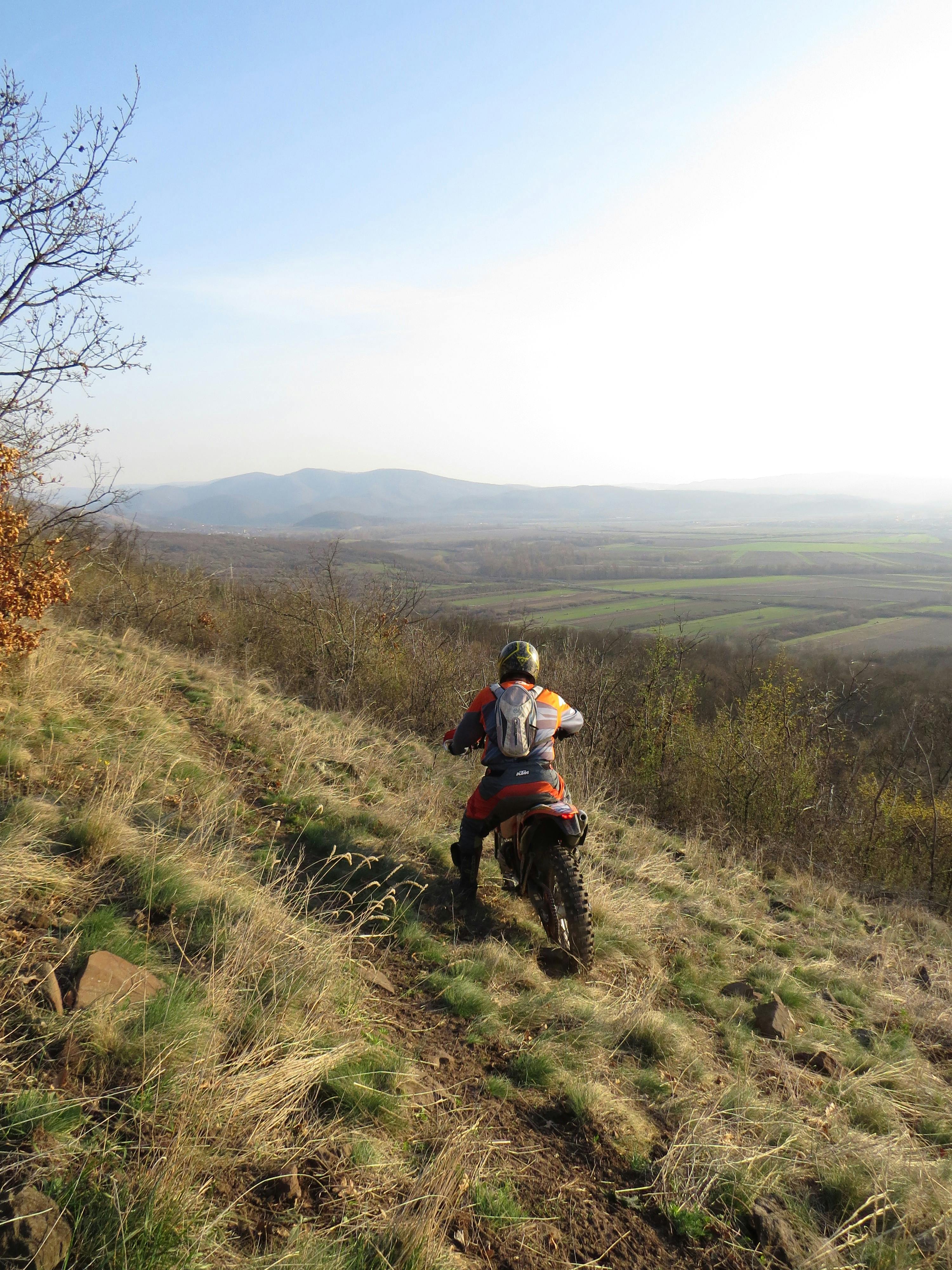Motorcycle parked on a mountain dirt road in Japan